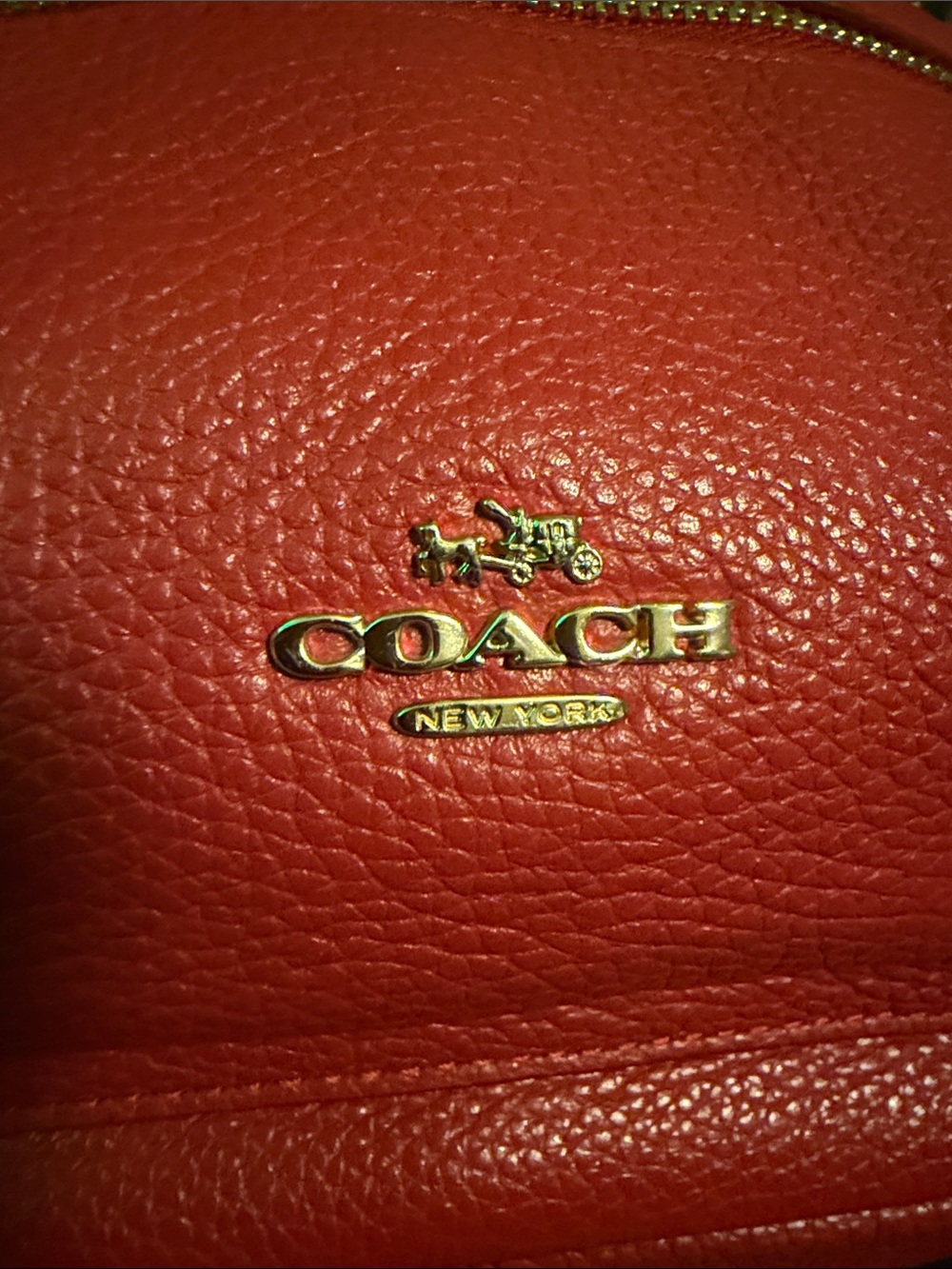 Coach Red Pebbled Leather Mini Backpack with Gold Hardware - Picture 2 of 7